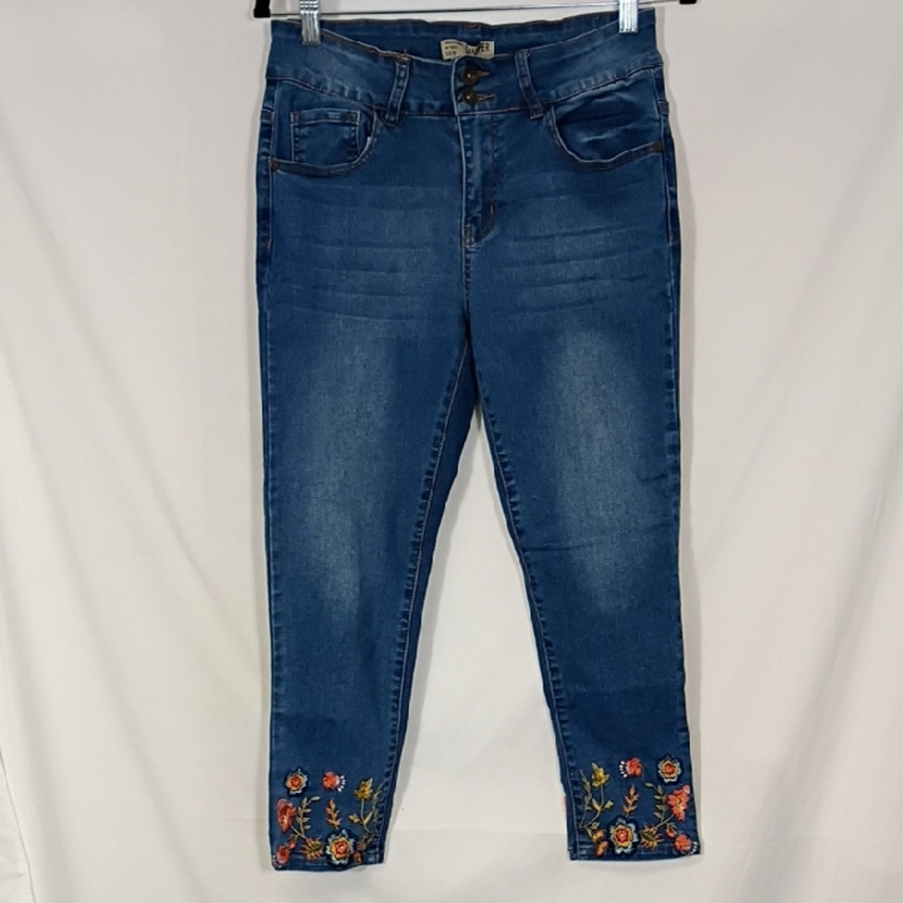 EUC Sandpiper Embroidered Floral Ankle Jeggings Skinny Jeans Size 8 Petite